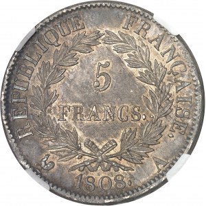 Premier Empire / Napoléon Ier (1804-1814). 5 francs République 1808, A, Paris.