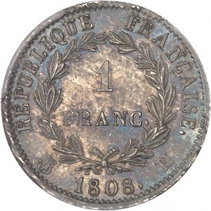 Premier Empire / Napoléon Ier (1804-1814). 1 franc République 1808, H, La Rochelle.