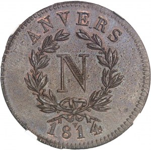 Premier Empire / Napoléon Ier (1804-1814). 5 centimes siège d’Anvers 1814 V, Anvers (atelier de l’arsenal).