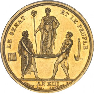 Premier Empire / Napoléon Ier (1804-1814). Médaille d’Or, le sacre de Napoléon Ier, par Denon et Andrieu An XIII (1804), Paris.