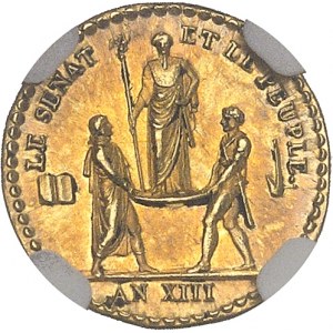 Premier Empire / Napoléon Ier (1804-1814). Médaillette ou quinaire d’Or, le sacre de Napoléon Ier An XIII (1804), Paris.