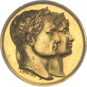 Premier Empire / Napoléon Ier (1804-1814). Médaille d’Or, mariage avec Marie-Louise d’Autriche, par Denon, Andrieu et Brenet 1810, Paris.