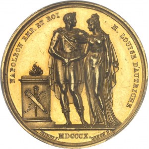 Premier Empire / Napoléon Ier (1804-1814). Médaille d’Or, mariage avec Marie-Louise d’Autriche, par Denon, Andrieu et Brenet 1810, Paris.