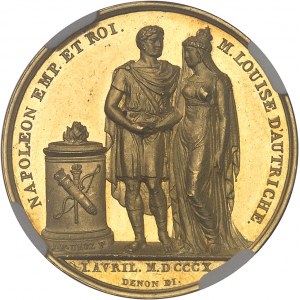Premier Empire / Napoléon Ier (1804-1814). Médaille d’Or, mariage avec Marie-Louise d’Autriche, par Denon, Galle et Droz 1810, Paris.