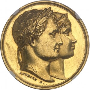 Premier Empire / Napoléon Ier (1804-1814). Médaille d’Or, naissance du roi de Rome, par Andrieu 1811, Paris.