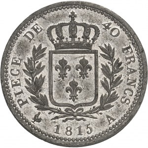 Louis XVIII (1814-1824). Essai de 40 francs Or par Andrieu, en étain 1815, Paris.