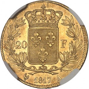 Louis XVIII (1814-1824). 20 francs tête nue 1817, A, Paris.