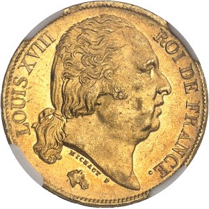 Louis XVIII (1814-1824). 20 francs tête nue 1818, A, Paris.