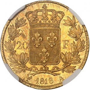 Louis XVIII (1814-1824). 20 francs tête nue 1818, A, Paris.