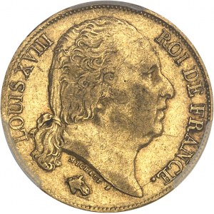 Louis XVIII (1814-1824). 20 francs tête nue 1824, MA, Marseille.