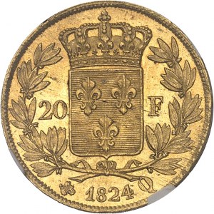 Louis XVIII (1814-1824). 20 francs tête nue 1824, Q, Perpignan.