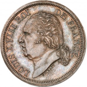 Louis XVIII (1814-1824). Essai de 5 francs en bronze à la lettre B et petit lion, par Michaut 1815.