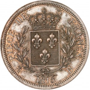 Louis XVIII (1814-1824). Essai de 5 francs en bronze à la lettre B et petit lion, par Michaut 1815.
