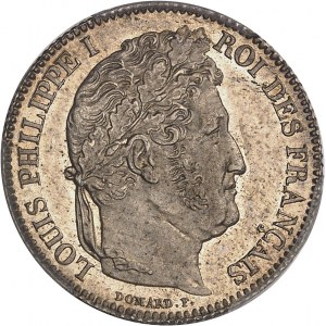 Louis-Philippe Ier (1830-1848). 1 franc tête laurée 1844, W, Lille.