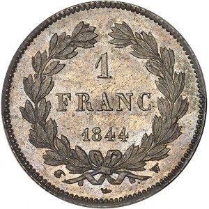 Louis-Philippe Ier (1830-1848). 1 franc tête laurée 1844, W, Lille.