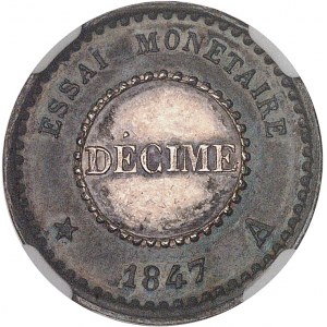 Louis-Philippe Ier (1830-1848). Décime bimétallique, essai monétaire 1847, Paris.