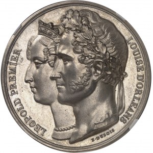 Louis-Philippe Ier (1830-1848). Médaille, visite de l’hôtel des monnaies et médailles de Paris par le roi et la reine de Belgique, par E. Dubois, refrappe (restrike) 1833.