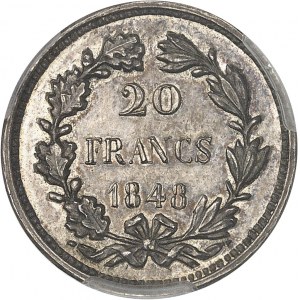 IIe République (1848-1852). Essai de 20 francs, concours de 1848, premier type par Gayrard 1848, Paris.