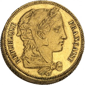 IIe République (1848-1852). Essai-piéfort de 20 francs, concours de 1848, premier type par Gayrard 1848, Paris.