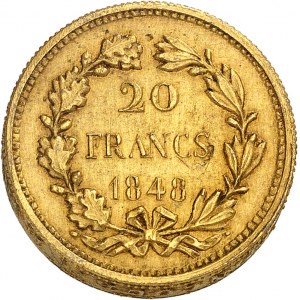IIe République (1848-1852). Essai-piéfort de 20 francs, concours de 1848, deuxième type par Gayrard 1848, Paris.