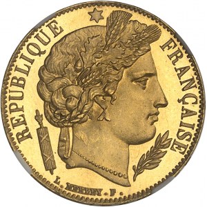 IIe République (1848-1852). 20 francs Cérès, Flan bruni (PROOF) 1851, A, Paris.