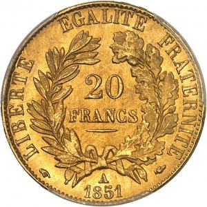 IIe République (1848-1852). 20 francs Cérès 1851, A, Paris.