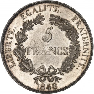 IIe République (1848-1852). Essai de 5 francs, concours de 1848, par Gayrard 1848, Paris.