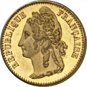 IIe République (1848-1852). Essai-piéfort de 5 francs, concours de 1848, Hors concours “anonyme” 1848, Paris.