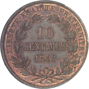 IIe République (1848-1852). Essai-piéfort de 10 centimes, concours de 1848, par Farochon 1848, Paris.
