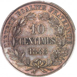 IIe République (1848-1852). Essai de 10 centimes, concours de 1848, troisième type par Gayrard 1848, Paris.