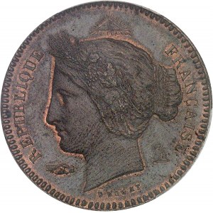 IIe République (1848-1852). Essai-piéfort de dix centimes, concours de 1848, premier type par Rogat 1848, Paris.
