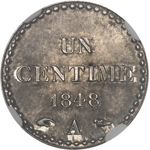 IIe République (1848-1852). Un centime Dupré, épreuve en argent 1848, A, Paris.