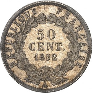 IIe République (1848-1852). 50 centimes Louis-Napoléon Bonaparte 1852, A, Paris.