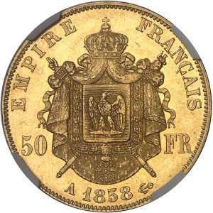 Second Empire / Napoléon III (1852-1870). 50 francs tête nue 1858, A, Paris.