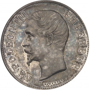 Second Empire / Napoléon III (1852-1870). Épreuve uniface d’avers de 5 francs tête nue par Bouvet ND (1853), Paris.