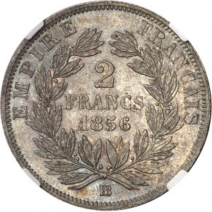 Second Empire / Napoléon III (1852-1870). 2 francs tête nue 1856, BB, Strasbourg.