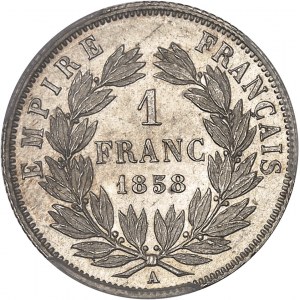 Second Empire / Napoléon III (1852-1870). 1 franc tête nue 1858, A, Paris.