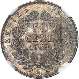 Second Empire / Napoléon III (1852-1870). 50 centimes tête nue 1859, A, Paris.