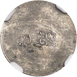 Second Empire / Napoléon III (1852-1870). Essai uniface d’avers de 20 centimes tête nue en bronze-argenté ND (1855), Paris.