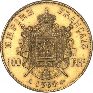 Second Empire / Napoléon III (1852-1870). 100 francs tête laurée 1864, A, Paris.