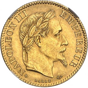 Second Empire / Napoléon III (1852-1870). 10 francs tête laurée 1867, BB, Strasbourg.
