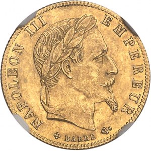 Second Empire / Napoléon III (1852-1870). 5 francs tête laurée 1866, BB, Strasbourg.