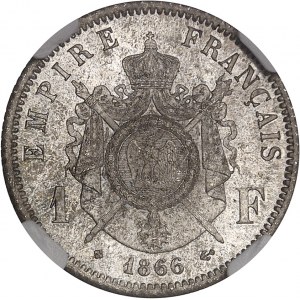 Second Empire / Napoléon III (1852-1870). 1 franc tête laurée 1866, BB, Strasbourg.