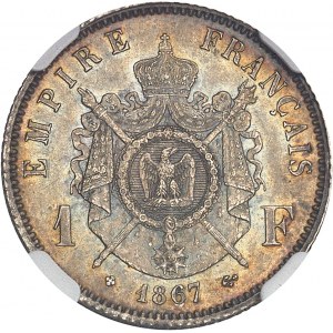 Second Empire / Napoléon III (1852-1870). 1 franc tête laurée 1867, BB, Strasbourg.