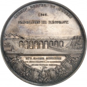 Second Empire / Napoléon III (1852-1870). Médaille, Chemin de fer de l’Ouest (Paris à Brest), par A. Bovy 1855, Paris.