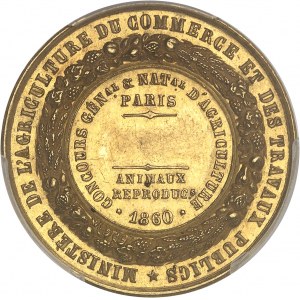 Second Empire / Napoléon III (1852-1870). Médaille d’Or, Concours agricole général et national d’animaux reproducteurs de Paris, par Caqué 1860, Paris.