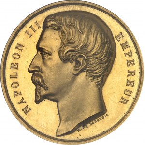 Second Empire / Napoléon III (1852-1870). Médaille d’Or, Prix de l’Académie d’Aix-en-Provence, à M. Castillon, statistiques de Berre, par H. de Longueil 1861, Paris.