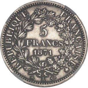 Gouvernement de Défense Nationale (1870-1871). 5 francs Hercule 1871, A, Paris.