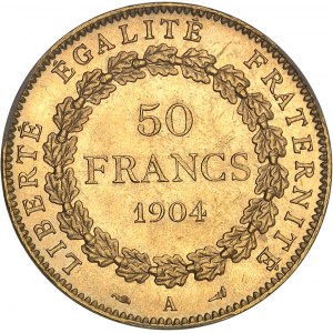 IIIe République (1870-1940). 50 francs Génie 1904, A, Paris.