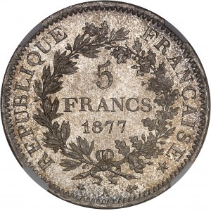 IIIe République (1870-1940). 5 francs Hercule 1877, A, Paris.